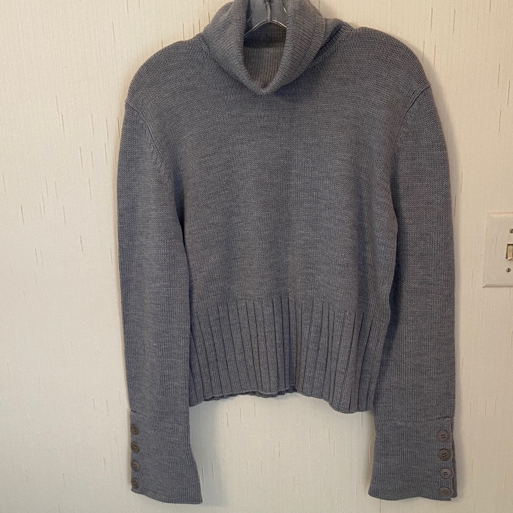 Jones New York Gray Merino Wool Turtleneck Sweater